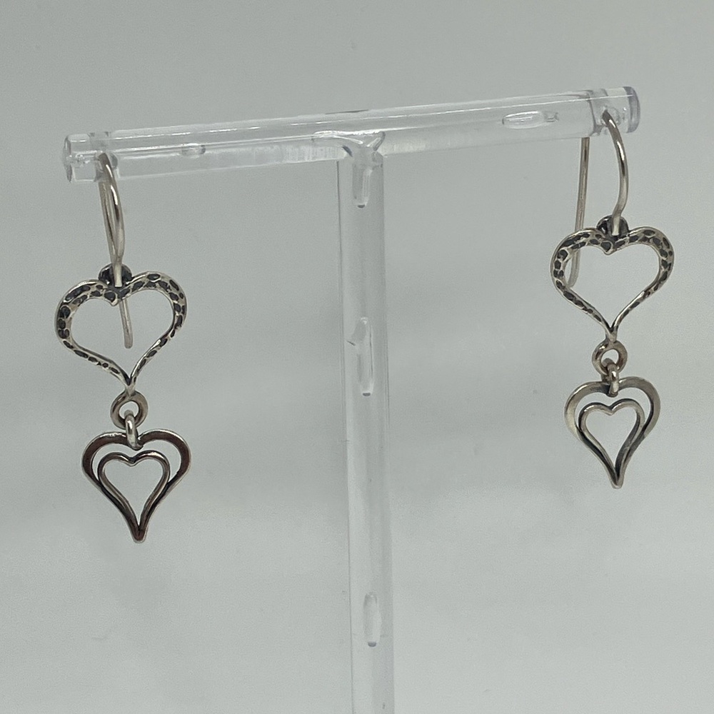 Silpada 925 Sterling ‘ Spread Love ‘ Double Heart Hook Earrings | W1765